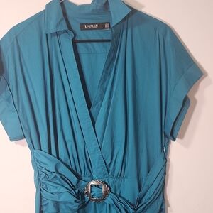 Lauren Ralph Lauren Teal Wrap Top